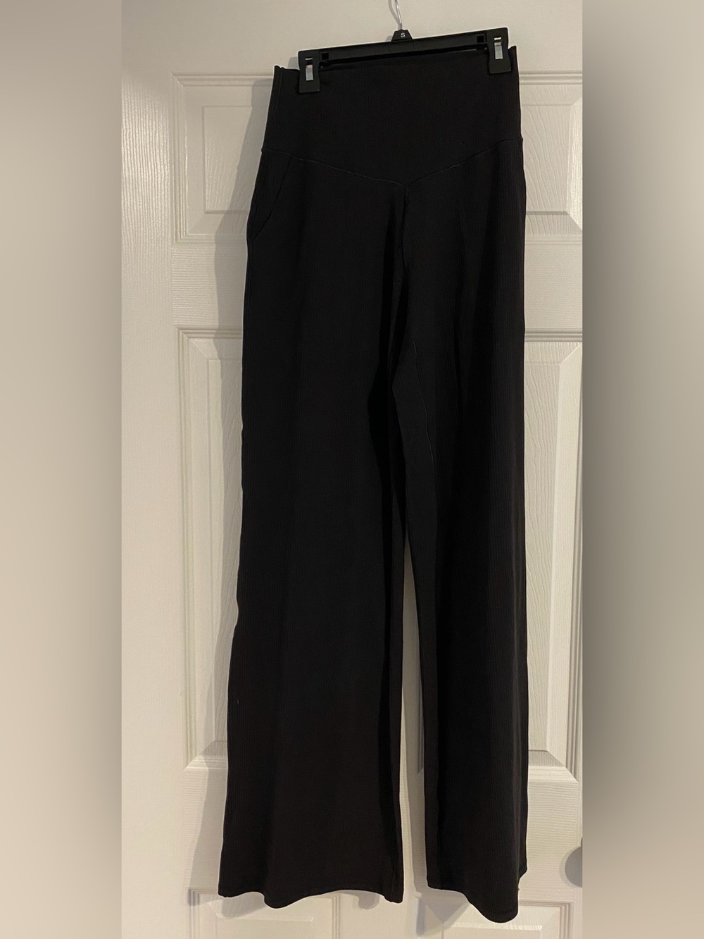 aerie Offline Black Ribbed Wide-Leg Pants Size S